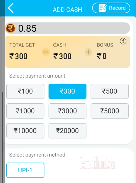 Add Cash On Rummy Time App