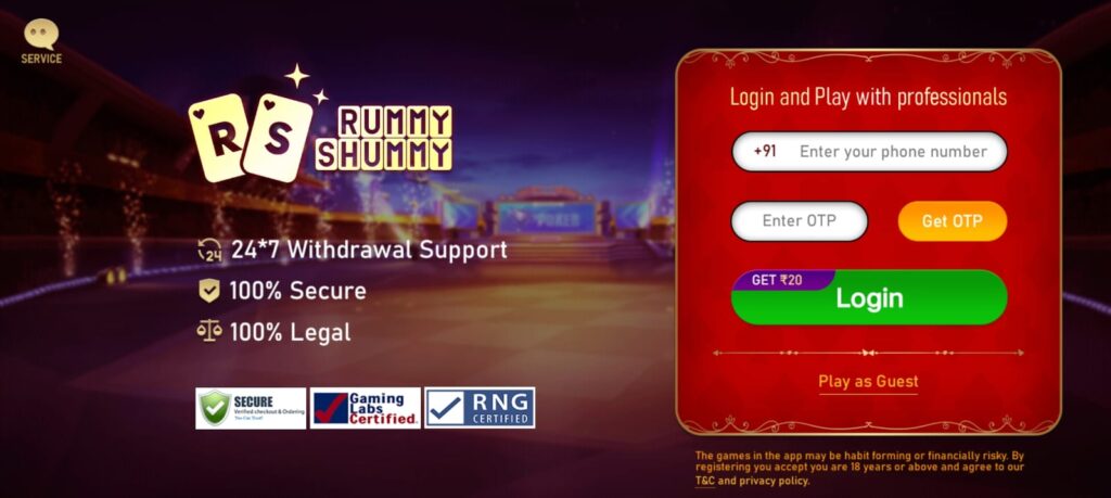 Create Account In “Rummy Summy” Apk